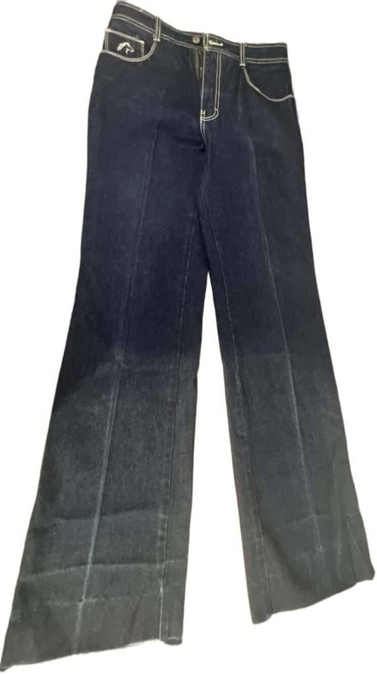 Vintage Jordache Dark Wash Denim Flare Jeans with Horse Embroidery Size 32